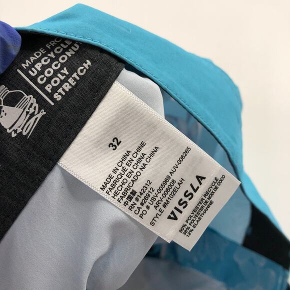 Vissla 32 (Fit 32W) Surf Swim Board Stretch 8" Shorts All Over Print Blue MINT - Picture 7 of 8